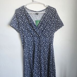 SHEIN Floral Navy Blue Dress